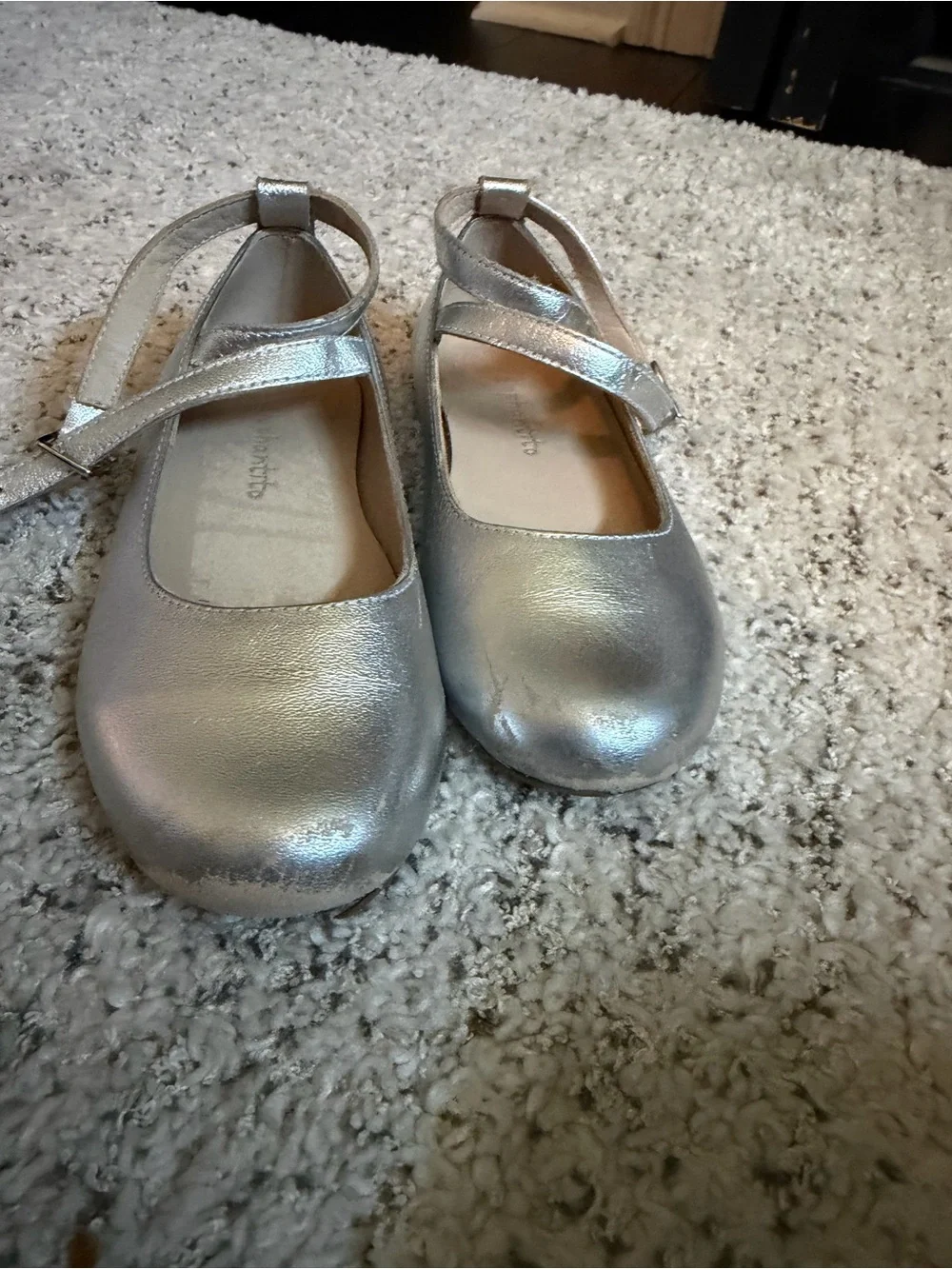 Elephantito Girls Metallic Silver Mary Jane with Ankle Strap Size 11